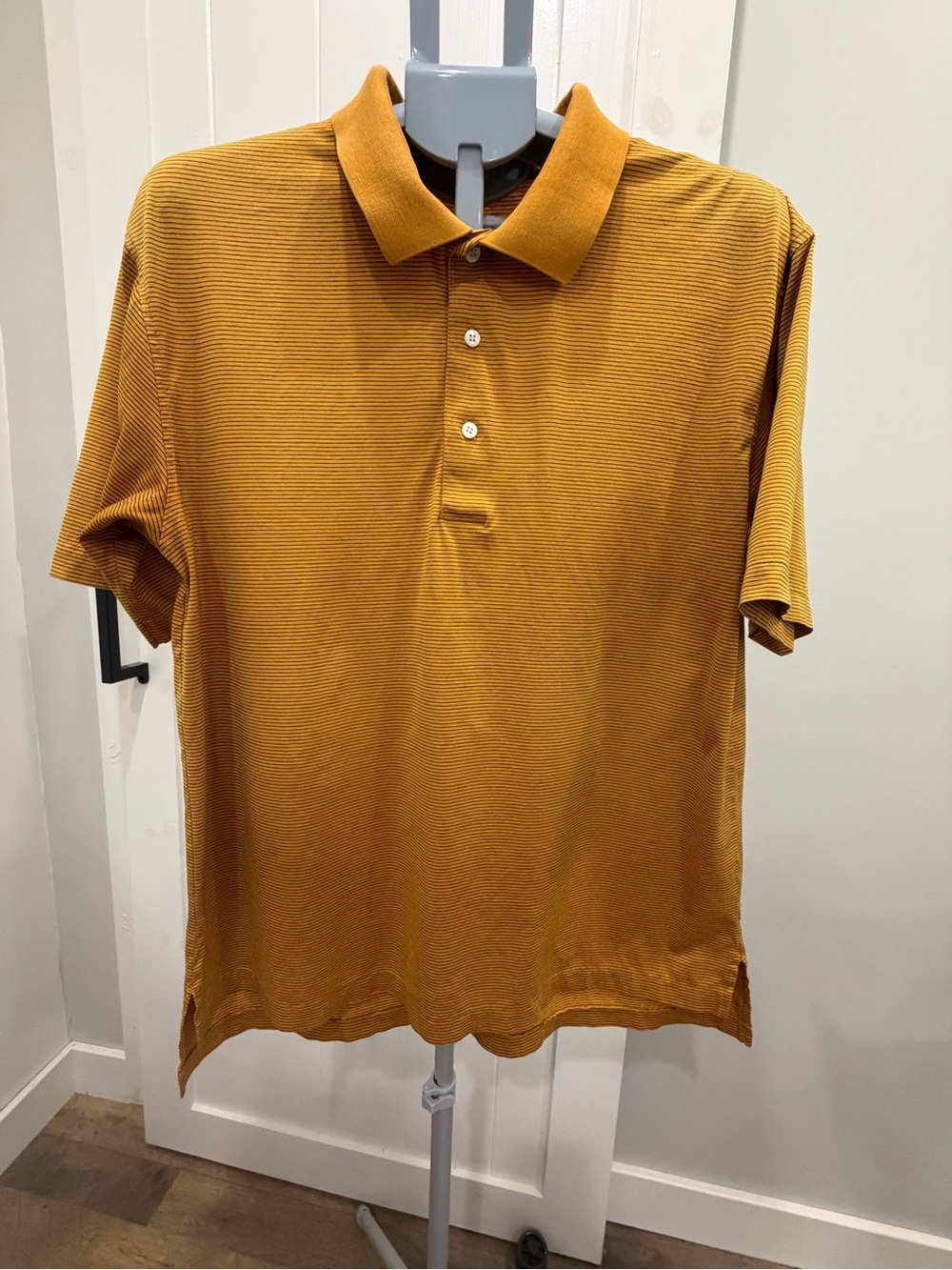 Alan Flusser Men's Golf Polo Shirt in Gold Made In USA 100% Cotton
